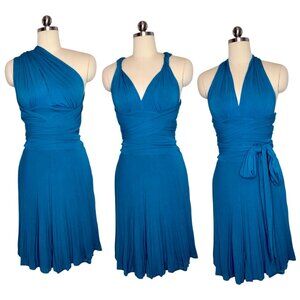 ChristinTina Convertible Infinity Wrap Dress Small Teal Blue Modal Cocktail